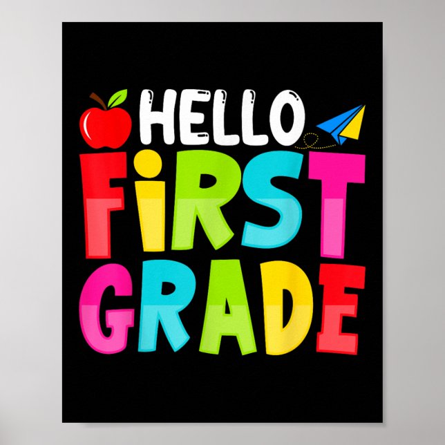 Poster Hello First Grade Funny Back To School 1st Graders (Frente)