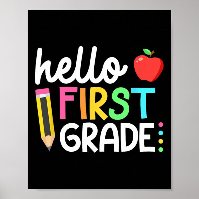 Poster Hello First Grade Team 1st Grade Byck To School Te (Frente)