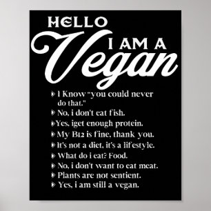 Poster Hello I Am A Vegan 9 Things About Vegan