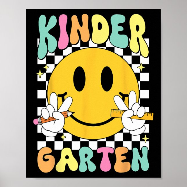 Poster Hello Kindergarten Smile Face Back To School Kinde (Frente)