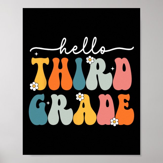 Poster Hello Third Grade Byck To School 3rd Grade Teacher (Frente)