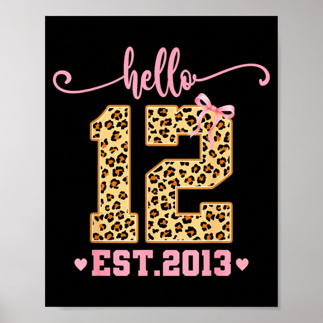 Poster Hello Twelve Est 2013 12th Birthday Coquette Bow L (Frente)