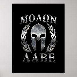 Pôster Helmet Molon Labe Steel Spartan