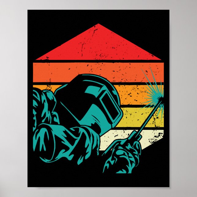 Poster Helmet Silhouette Welder Gif De Soldadura De Vinta (Frente)