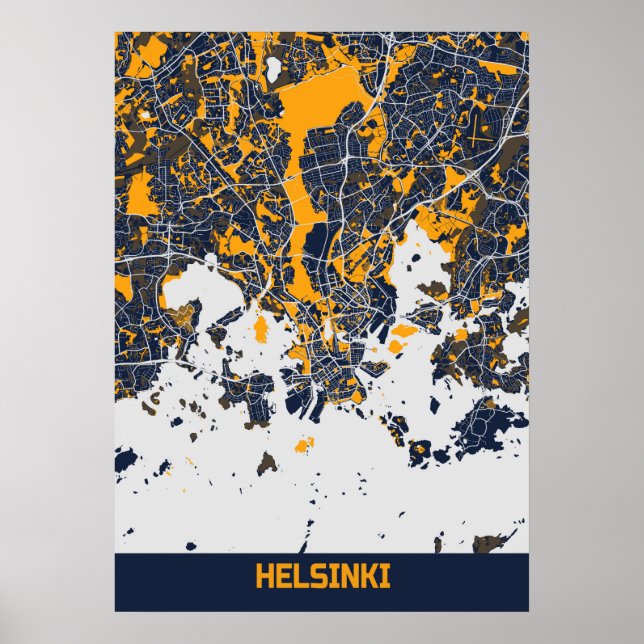Poster Helsinki - Finlândia Bluefresh City Map (Frente)
