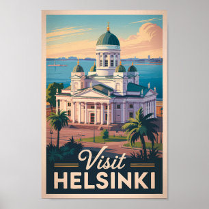 Poster Helsinki Finlândia Catedral Viagem Arte Vintage