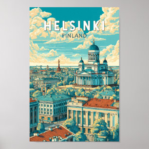 Poster Helsinki Finlândia Viagem Arte Vintage