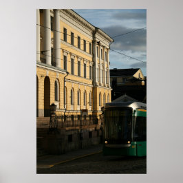 Poster Helsinki Tram no Moody August Day