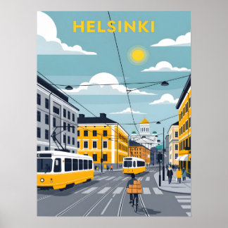 Poster Helsinki Tram – Urban Finland Cityscape
