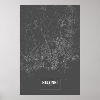 Poster Helsínquia, Finlândia (branco a preto)