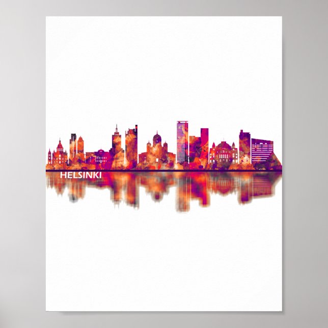 Poster Helsínquia Finlândia Skyline (Frente)