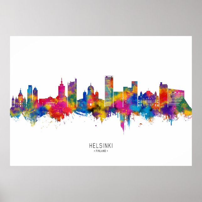 Poster Helsínquia Finlândia Skyline (Frente)