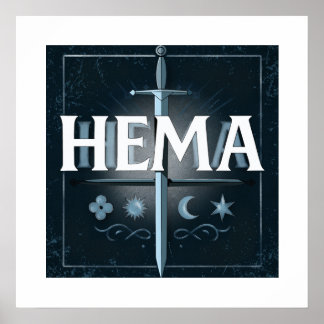 Poster HEMA Medieval Sword Emblem – Blue Graffiti Style