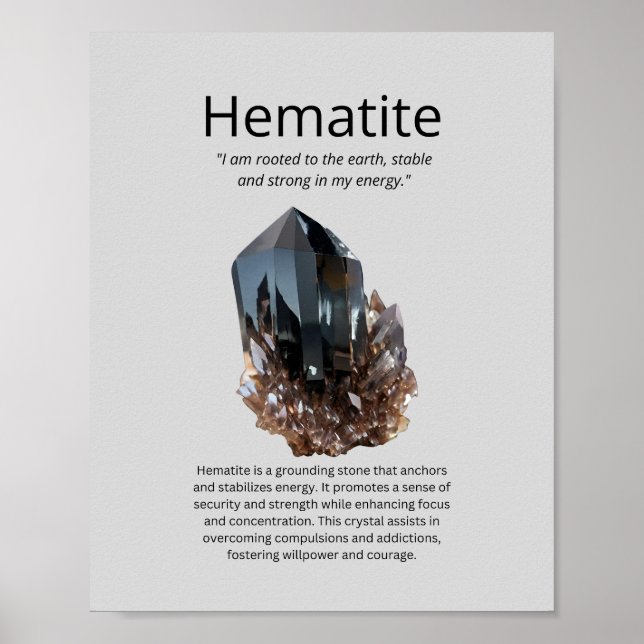 Poster Hematite Crystal Significado (Frente)