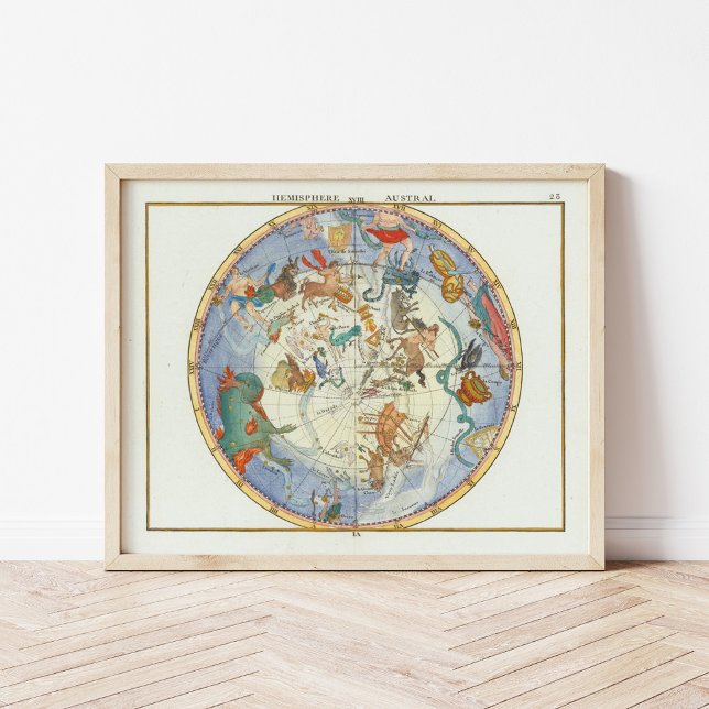 Poster Hemisfério Austral | John Flamsteed (Criador carregado)