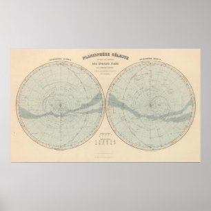Poster Hemisfério de Celeste do Planisphere