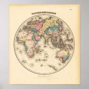 Poster Hemispere oriental Colton, J.H. New York 1856