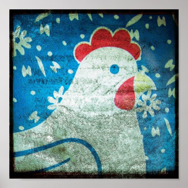 Pôster Hen Art Vintage Tin (Frente)