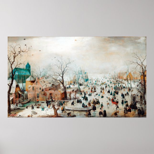Poster Hendrick Avercamp Winter Landscape com Ice Skater (Frente)