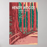 Hendy Woods State Park California Crachá Vintage