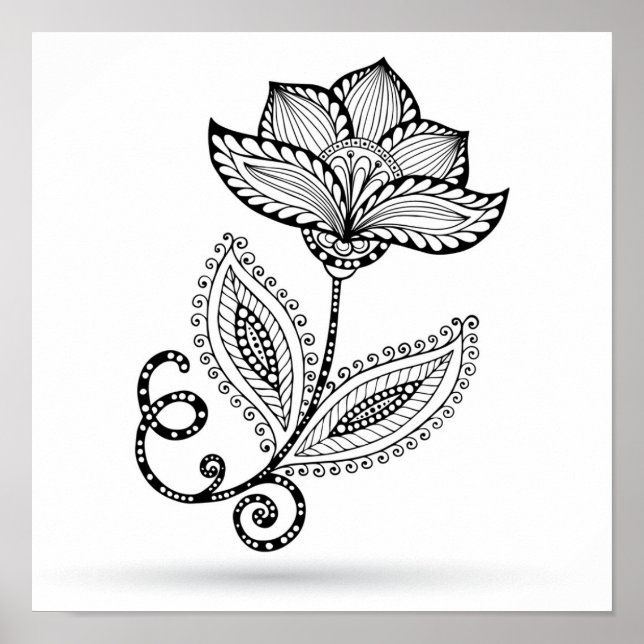 Pôster Henna Paisley Mehndi Doodles 2 (Frente)