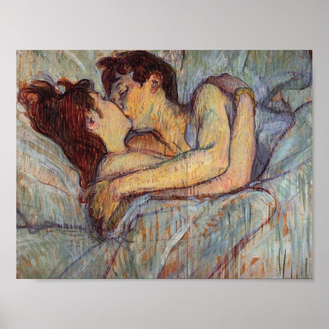 Poster Henri De Toulouse Lautrec - Na Cama O Beijo (Frente)
