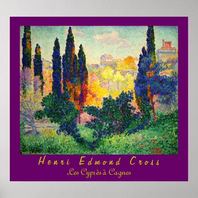 Pôster Henri Edmond Cross: Ciprestes em Cagnes (Frente)