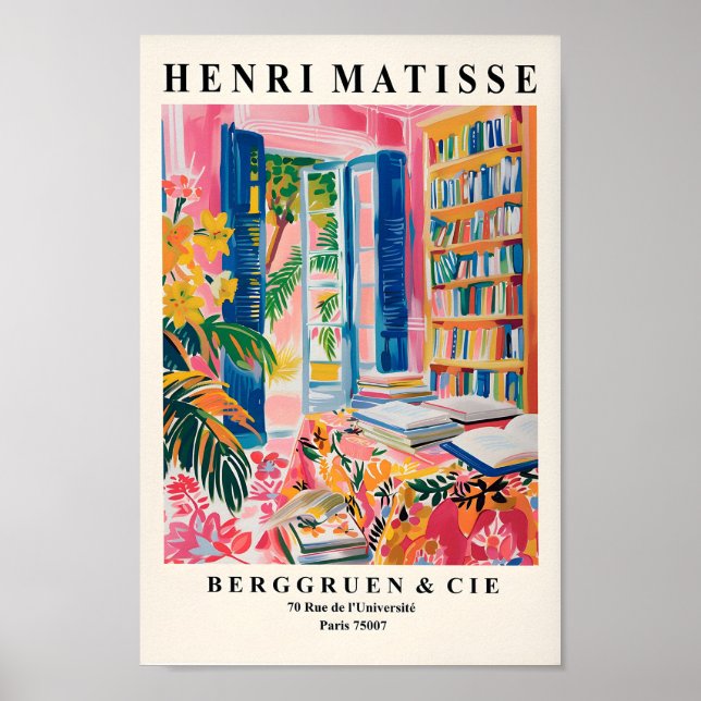 Poster Henri Matisse Library Poster, Bookish Art Impressã (Frente)