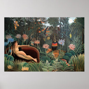 Pôster Henri Rousseau a selva do sonho floresce a pintura