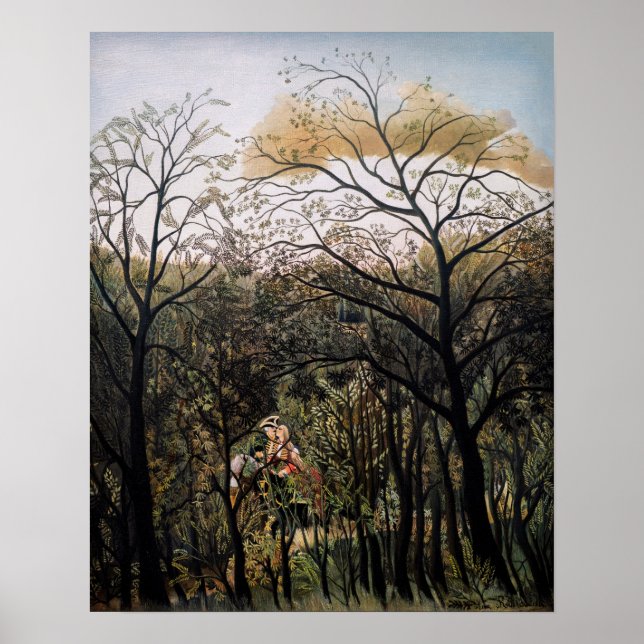 Poster Henri Rousseau - Encontro na Floresta (Frente)