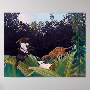 Poster Henri Rousseau - Escoteiros Atacados por um Tigre