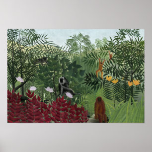 Poster Henri Rousseau - Floresta Tropical com Macacos