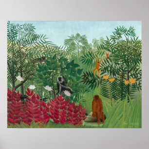 Poster Henri Rousseau - Floresta Tropical com Macacos