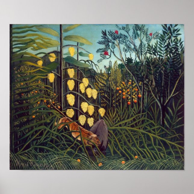 Poster Henri Rousseau Luta entre Tiger e Bull (Frente)
