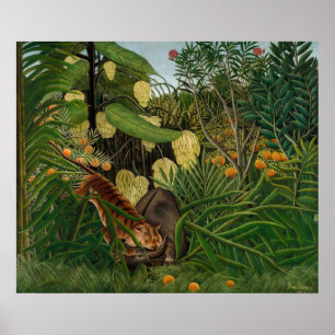 Poster Henri Rousseau - Luta entre Tigre e Búfalo