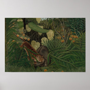Poster Henri Rousseau - Luta entre um Tigre
