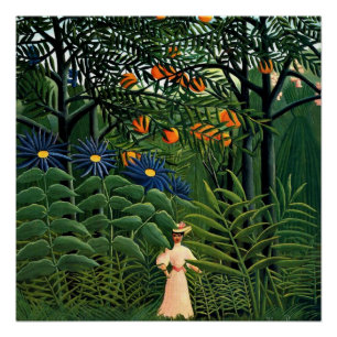 Pôster Henri Rousseau - Mulher caminhando em uma Floresta
