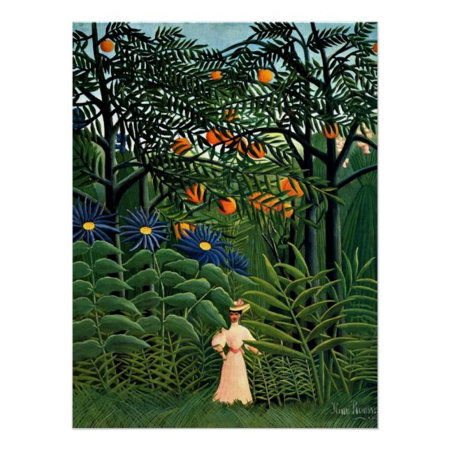 Pôster Henri Rousseau - Mulher caminhando em uma Floresta (Frente)
