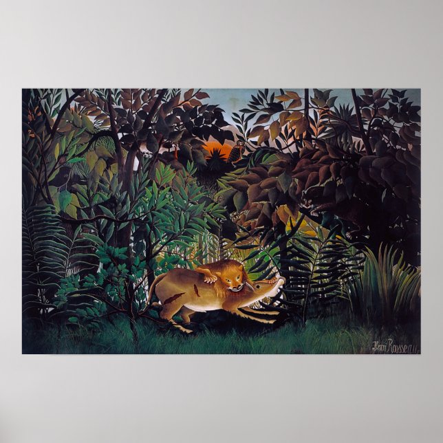 Poster Henri Rousseau - O Leão Faminto (Frente)