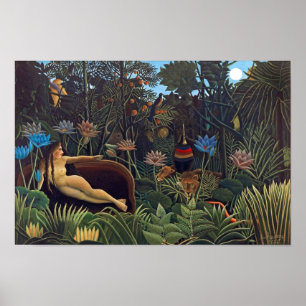 Pôster Henri Rousseau O Sonho - Mulher da Selva com Anima
