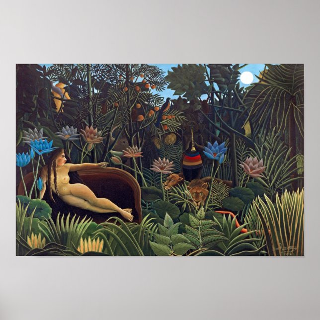 Pôster Henri Rousseau O Sonho - Mulher da Selva com Anima (Frente)