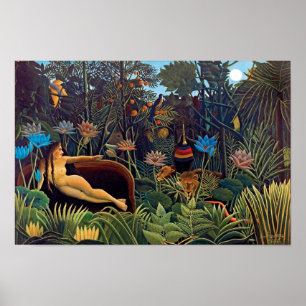 Poster Henri Rousseau O Sonho - Mulher Selvagem com Anima