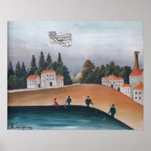 Poster Henri Rousseau - Os Pescadores e o Biplano