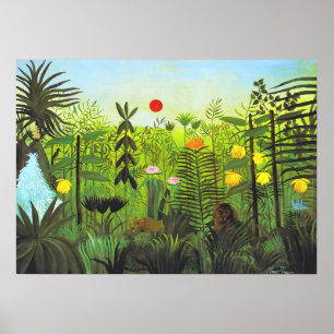Poster Henri Rousseau - Paisagem Exótica com Leão