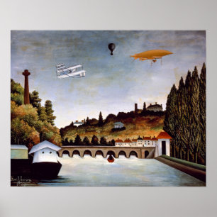 Poster Henri Rousseau - Ponte Sevres e colinas de Clamart
