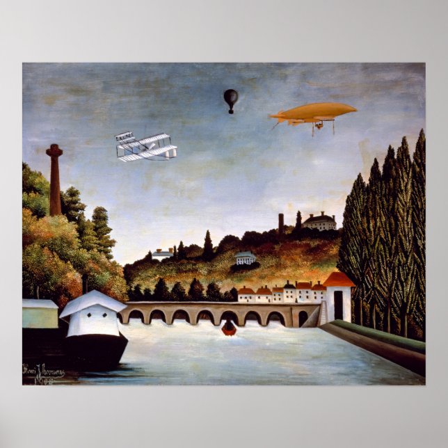 Poster Henri Rousseau - Ponte Sevres e colinas de Clamart (Frente)