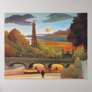 Poster Henri Rousseau - Seine e Torre Eiffel no Pôr-do-So
