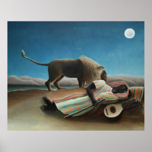 Poster Henri Rousseau Sleeping Gypsy Lion Painting