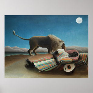 Poster Henri Rousseau Sleeping Gypsy Lion Painting