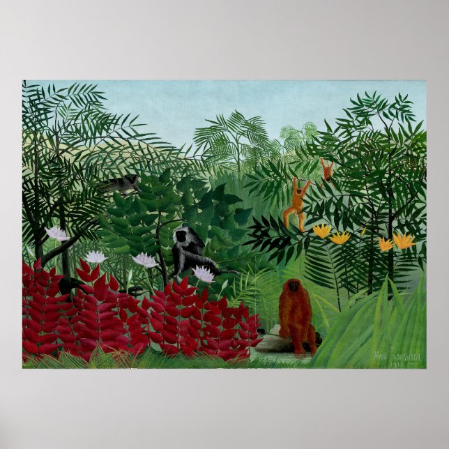 Poster Henri Rousseau - Tropical Forest with Monkeys (Frente)